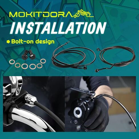 MoKitDora Cable Kit Hydraulic Clutch Upper Brake Lines Stainless Steel Braided Compatible with Harley Touring 2017-2020 Street FLHX Electra Road Glide King FLHT FLHR 16" Handlebar w/ABS, Chrome in Saudi Arabia