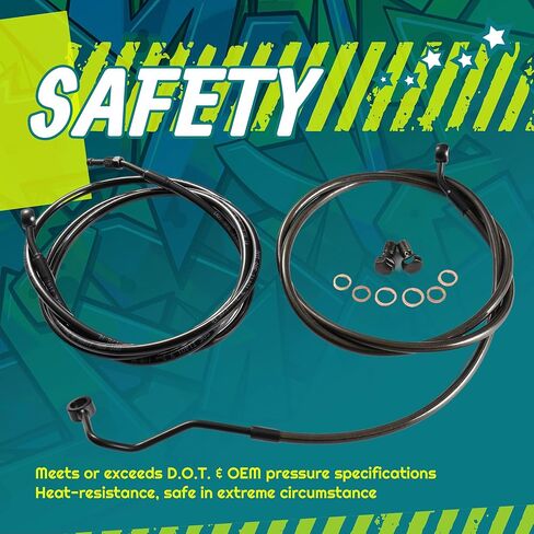 MoKitDora Cable Kit Hydraulic Clutch Upper Brake Lines Stainless Steel Braided Compatible with Harley Touring 2017-2020 Street FLHX Electra Road Glide King FLHT FLHR 16" Handlebar w/ABS, Chrome in Saudi Arabia