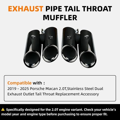 2PCS Exhaust Pipe Tail Throat Muffler Compatible with 2019-2025 Porsche Macan 2.0T,Stainless Steel Dual Exhaust Outlet Tail Throat Replacement Accessory in Kuwait