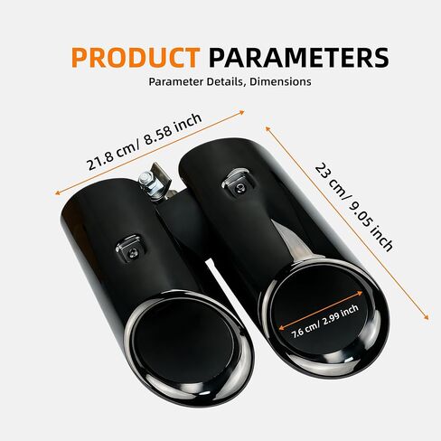 2PCS Exhaust Pipe Tail Throat Muffler Compatible with 2019-2025 Porsche Macan 2.0T,Stainless Steel Dual Exhaust Outlet Tail Throat Replacement Accessory in Kuwait