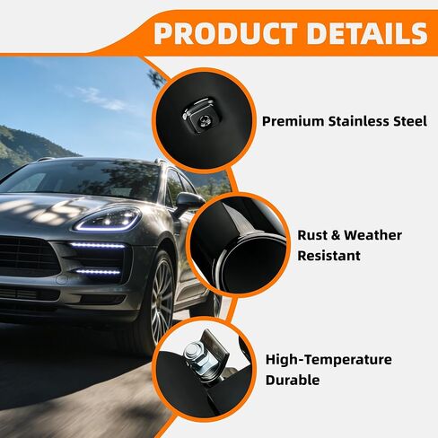 2PCS Exhaust Pipe Tail Throat Muffler Compatible with 2019-2025 Porsche Macan 2.0T,Stainless Steel Dual Exhaust Outlet Tail Throat Replacement Accessory in Kuwait