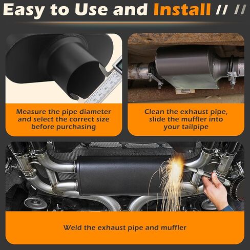 A-KARCK Universal Exhaust Muffler 2.5" Center Inlet 2.5" Dual Outlet, 17.3" Overall Length Aluminized Steel Aggressive Sound Race Muffler for Cars, Trucks (Black) in Kuwait