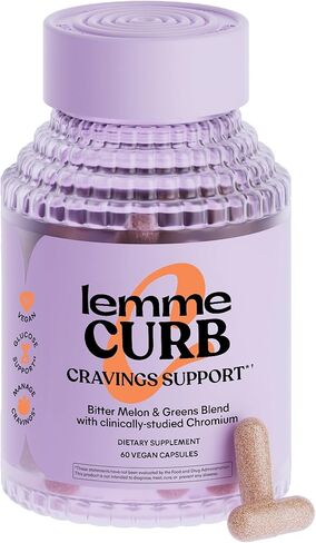 Lemme Curb - الرغبة الشديدة، استقلاب الجلوكوز، دعم إدارة الوزن، بيكولينات الكروم المدروسة سريريًا، البطيخ المر، قرفة سيلان، البوتاسيوم والخضر سوبرفوود، نباتي - 60 قطعة (عبوة من 2) in Saudi Arabia