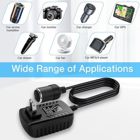 Herfair AC إلى DC محول 2A 24W ولاعة سجائر السيارة محول مقبس كابل الطاقة 110-240 فولت إلى 12 فولت تيار متردد/تيار مستمر لأجهزة السيارات للاستخدام المنزلي لمقبس الحائط (عبوة واحدة) in Kuwait