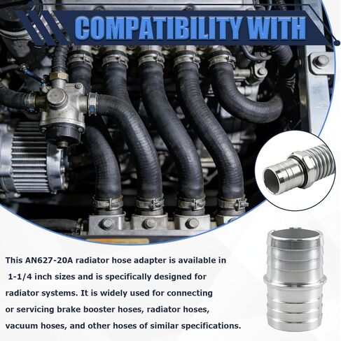 AN627-20A 1-1/4 بوصة إلى 1-1/4 بوصة خرطوم موصل مشعاع يستخدم بشكل شائع لربط أو إصلاح خرطوم معزز الفرامل أو خرطوم المبرد أو خط التفريغ أو أي خراطيم أخرى معًا. in Kuwait