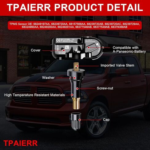 4Pcs TPMS Sensor, 434Mhz OE 68249197AA 68239720AA 68157568AA Pre-Programed Tire Pressure Monitoring System Compatible with Jeep for Cherokee for Dodge/Ram 1500 2500 3500 2014-2021 Set of 4 in Kuwait