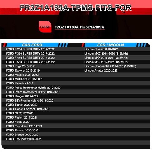 مستشعر TPMS 315 ميجا هرتز 4 حزم، مستشعر نظام مراقبة ضغط الإطارات المبرمج مسبقًا مناسب لفورد F150 F250 Edge Escape Explorer موستانج لينكولن MKX MKZ Nautilus، استبدل FR3Z1A189A F2GZ1A189A in Kuwait