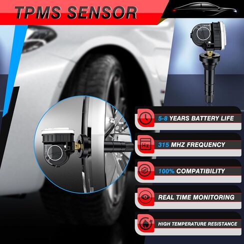 مستشعر TPMS 315 ميجا هرتز 4 حزم، مستشعر نظام مراقبة ضغط الإطارات المبرمج مسبقًا مناسب لفورد F150 F250 Edge Escape Explorer موستانج لينكولن MKX MKZ Nautilus، استبدل FR3Z1A189A F2GZ1A189A in Kuwait