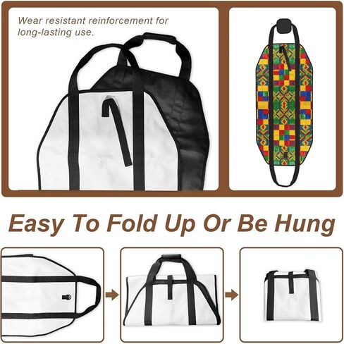 Woven Pattern Firewood Carrier Bag-Heavy Duty Canvas Log Tote, Waterproof Wood Hauler With Padded Handles in Kuwait