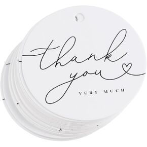 120 Pack Thank You Gift Tags, 2.5" x 2.5" Round Pre-Punched Hole Hanging Bag Tag for Party Favors (Ribbon/Twine String is NOT Included) in Saudi Arabia