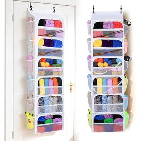 Toread Hanging Yarn Storage Organizer – Holds 75 Lbs, Large Capacity Knitting Organizer with 8 Zipper Closure Compartments, Over The Door Hanging Yarn Holder for Knitting Needles, Crochet Hooks(W) in Saudi Arabia