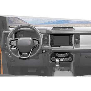Jimen Fit for 2021-2024 Ford Bronco with 8″ Screen, 8PCS Carbon Fiber Interior Kits - Dashboard Cover, Air Conditioning Control Panel, Gear Shift Knob Cover, Engine Start Stop Button Trim in Kuwait