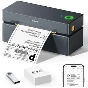 طابعة ملصقات الشحن الحرارية POLONO Bluetooth، طابعة ملصقات الشحن اللاسلكية 4x6 للشركات الصغيرة، تدعم iOS وAndroid وWindows وMac. متوافق مع Amazon، Ebay، Shopify، Etsy، USPS (رمادي) in Kuwait