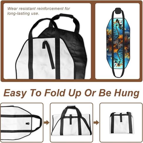 Blue Seahorse Firewood Carrier Bag-Heavy Duty Canvas Log Tote, Waterproof Wood Hauler With Padded Handles in Kuwait
