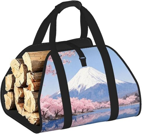 Mount Fuji Firewood Carrier Bag-Heavy Duty Canvas Log Tote, Waterproof Wood Hauler With Padded Handles in Kuwait
