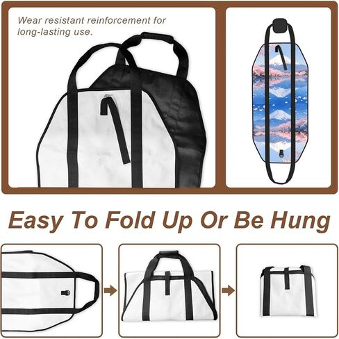 Mount Fuji Firewood Carrier Bag-Heavy Duty Canvas Log Tote, Waterproof Wood Hauler With Padded Handles in Kuwait