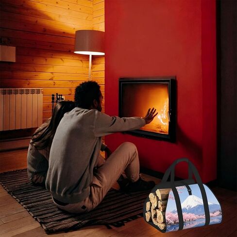 Mount Fuji Firewood Carrier Bag-Heavy Duty Canvas Log Tote, Waterproof Wood Hauler With Padded Handles in Kuwait