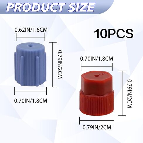 10PCS R134a Cap A/C Cap, 13mm & 16mm Air Conditioning Service AC System Charging Port Caps, Use for Car Air-conditioning Replacement and Maintenance (5 Red High & 5 Blue Low) in Kuwait