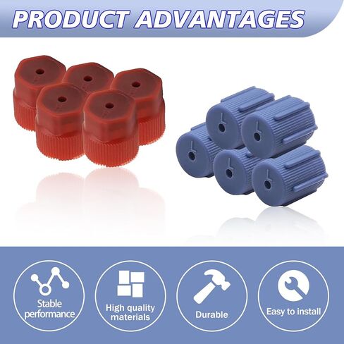 10PCS R134a Cap A/C Cap, 13mm & 16mm Air Conditioning Service AC System Charging Port Caps, Use for Car Air-conditioning Replacement and Maintenance (5 Red High & 5 Blue Low) in Kuwait