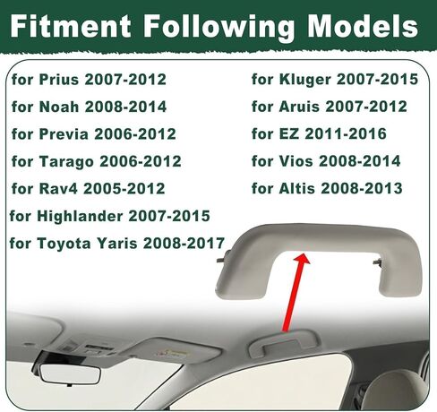 مقبض سحب سقف السيارة الأمامي بدون خطاف مناسب لسيارة Toyota Corolla Yaris Vios Rav4 مقبض سحب السقف الداخلي استبدال 74610-52020، LH=RH عالمي بيج رمادي in Kuwait