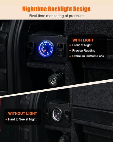 لوحة تبديل صمام المجداف مقياس إبرة مزدوج مع تركيبات هواء مناسبة لتعليق الهواء وحدة تحكم مزدوجة في مقياس الهواء، 200 رطل لكل بوصة كحد أقصى in Kuwait