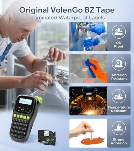 H1100 Label Maker Machine with Tapes, Wire Label Maker Waterproof-Labels, Industrial Office Organization, 6PK Classic Color Laminated Tapes, 0.47'' 12mm, White/Black/Red/Yellow/Green/Blue in Kuwait