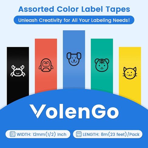 H1100 Label Maker Machine with Tapes, Wire Label Maker Waterproof-Labels, Industrial Office Organization, 6PK Classic Color Laminated Tapes, 0.47'' 12mm, White/Black/Red/Yellow/Green/Blue in Kuwait