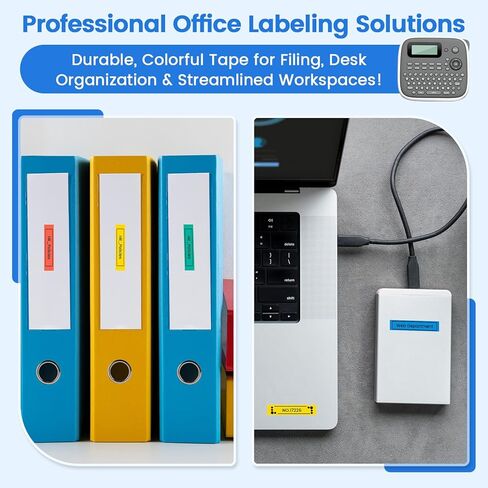 H1100 Label Maker Machine with Tapes, Wire Label Maker Waterproof-Labels, Industrial Office Organization, 6PK Classic Color Laminated Tapes, 0.47'' 12mm, White/Black/Red/Yellow/Green/Blue in Kuwait