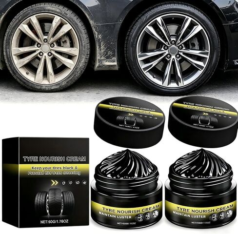 Tyre Nourish Cream, Professional Car Tire Wax for Instant Black Gloss and Long Lasting Shine, UV Protection and Waterproof Refurbish Coating for Tire Cracking Prevention and Maintenance (2PCS) in Kuwait