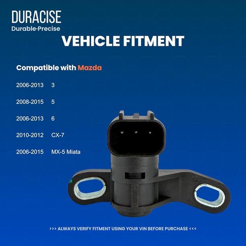 مستشعر موضع العمود المرفقي من DURACISE متوافق مع 2006-2013 Mazda 3، 2008-2015 Mazda 5، 2006-2013 Mazda 6، 2006-2015 MX-5 Miata، 2010-2012 CX-7 | 2.0 لتر 2.3 لتر 2.5 لتر | استبدل #L3G218221، PC733، 5S11885 in Kuwait
