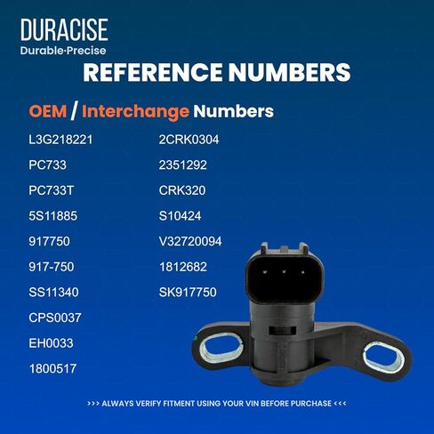 مستشعر موضع العمود المرفقي من DURACISE متوافق مع 2006-2013 Mazda 3، 2008-2015 Mazda 5، 2006-2013 Mazda 6، 2006-2015 MX-5 Miata، 2010-2012 CX-7 | 2.0 لتر 2.3 لتر 2.5 لتر | استبدل #L3G218221، PC733، 5S11885 in Kuwait