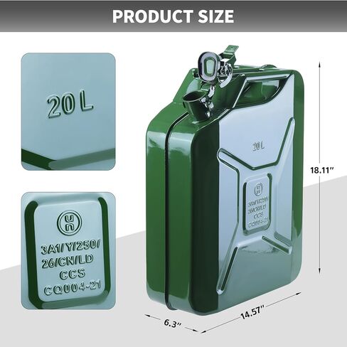 Metal Storage Jar, Versatile Water and Liquid Container for Cars, Trucks, Motorcycles, Durable 5 Gallon Metal Jar for Automotive Equipment, Spout & Handle Include in Kuwait