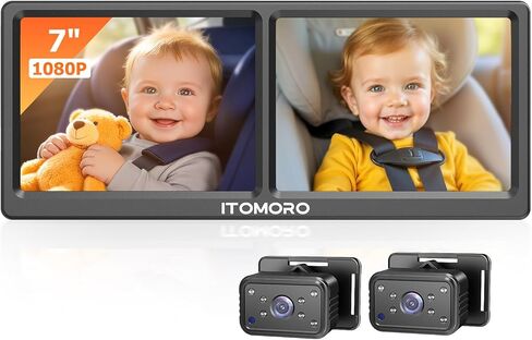 Itomoro Baby Car Camera 7 Inch 1080P Display, 360° Rotating Car Backseat Camera Easily Install Car Camera for Baby with Wide View and Night Vision Function Baby Car Monitor in Saudi Arabia