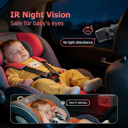 Itomoro Baby Car Camera 7 Inch 1080P Display, 360° Rotating Car Backseat Camera Easily Install Car Camera for Baby with Wide View and Night Vision Function Baby Car Monitor in Saudi Arabia
