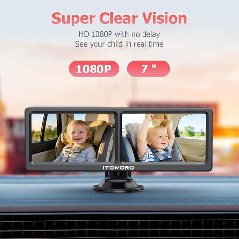 Itomoro Baby Car Camera 7 Inch 1080P Display, 360° Rotating Car Backseat Camera Easily Install Car Camera for Baby with Wide View and Night Vision Function Baby Car Monitor in Saudi Arabia