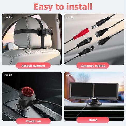 Itomoro Baby Car Camera 7 Inch 1080P Display, 360° Rotating Car Backseat Camera Easily Install Car Camera for Baby with Wide View and Night Vision Function Baby Car Monitor in Saudi Arabia