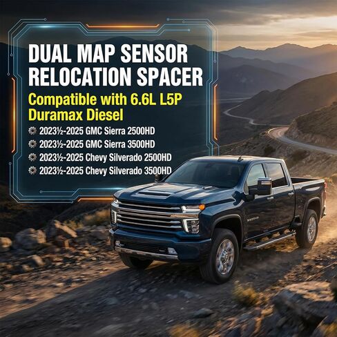 فاصل نقل مستشعر MAP متوافق مع Chevy Silverado GMC Sierra 2500HD 3500HD 2023½-2025 6.6L L5P Duramax ديزل، مستشعر الضغط ودرجة الحرارة المنوع in Kuwait