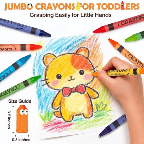 Crayons 24 Count, 24 Packs Crayons Bulk for Toddlers, Non-Toxic Washable Silky Crayon Bulk School Supplies for Classroom, Back to School Essentials, Easter Party Favors Gifts for Kids Ages 3+ in Kuwait