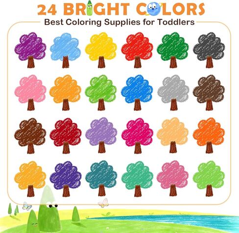Crayons 24 Count, 24 Packs Crayons Bulk for Toddlers, Non-Toxic Washable Silky Crayon Bulk School Supplies for Classroom, Back to School Essentials, Easter Party Favors Gifts for Kids Ages 3+ in Kuwait