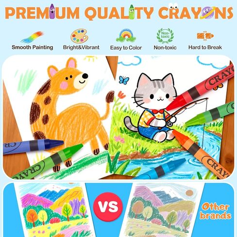 Crayons 24 Count, 24 Packs Crayons Bulk for Toddlers, Non-Toxic Washable Silky Crayon Bulk School Supplies for Classroom, Back to School Essentials, Easter Party Favors Gifts for Kids Ages 3+ in Kuwait