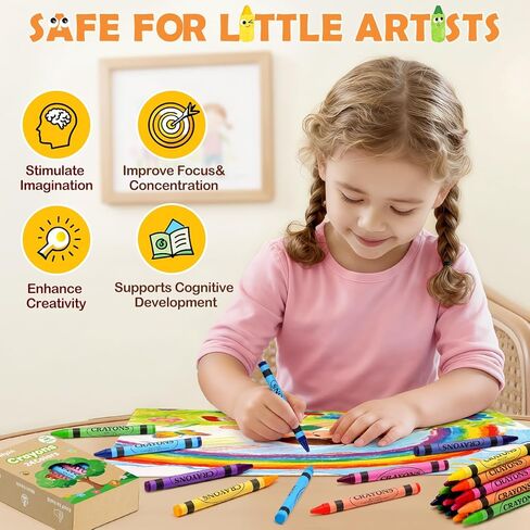 Crayons 24 Count, 24 Packs Crayons Bulk for Toddlers, Non-Toxic Washable Silky Crayon Bulk School Supplies for Classroom, Back to School Essentials, Easter Party Favors Gifts for Kids Ages 3+ in Kuwait