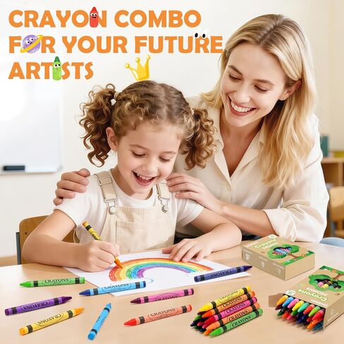 Crayons 24 Count, 24 Packs Crayons Bulk for Toddlers, Non-Toxic Washable Silky Crayon Bulk School Supplies for Classroom, Back to School Essentials, Easter Party Favors Gifts for Kids Ages 3+ in Kuwait