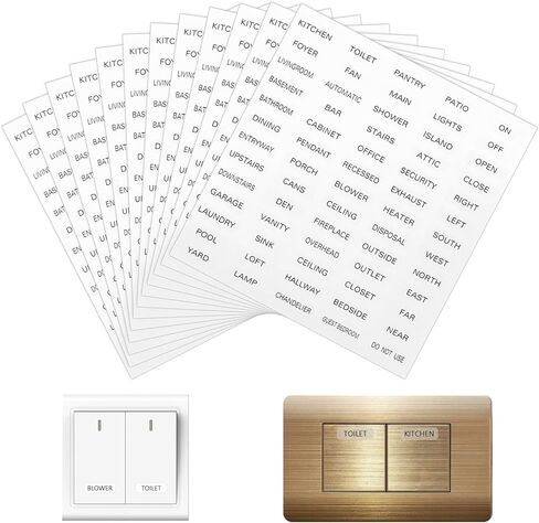 780PCS Light Switch Label Sticker, 12 Sheets Transparent Switches Identification Stickers, 1.8x0.6cm Waterproof Switch Panel Labels, Light Switches Labels for Home, Kitchen, Bathroom, Office, School in Kuwait