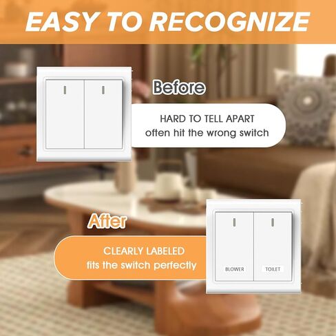780PCS Light Switch Label Sticker, 12 Sheets Transparent Switches Identification Stickers, 1.8x0.6cm Waterproof Switch Panel Labels, Light Switches Labels for Home, Kitchen, Bathroom, Office, School in Kuwait