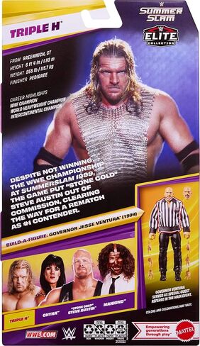 مجموعة Mattel WWE Elite Collection مجسمات وإكسسوارات، مجموعة Triple H للحدث المباشر المتميز، سلسلة SummerSlam مع أجزاء Jesse "The Body" Ventura Build-A-Figer in Kuwait