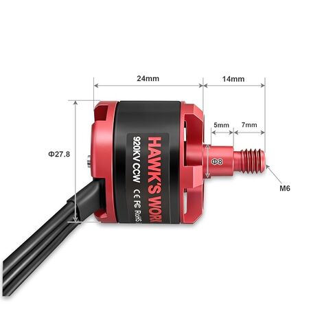 محرك HAWK'S WORK بدون فرشاة 2212 920KV، محرك 2-4S لطائرة RC متعددة المروحيات DIY Done 450 F550 S500 S550 X525 DJI Phantom Quadcopter (CW*2+CCW*2) in Kuwait
