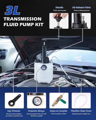 3L Transmission Fluid Transfer Pump, Manual Fluid Transfer Pump Kit with 12 ATF Adapters, Automotive Transmission Filler Service System for Transmission, Differential and in Kuwait
