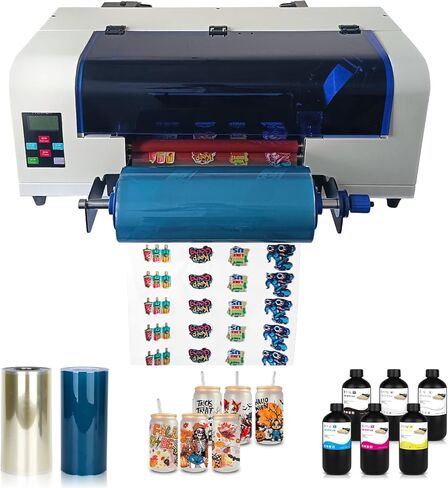 طابعة الملصقات الكريستالية مقاس A3+ UV DTF - تصفيح تلقائي، تنظيف تلقائي، تدفق سلس للحبر، طباعة ألوان زاهية للأنماط. مناسب لمختلف المواد مثل الزجاج والمعادن والجلود وما إلى ذلك. in Kuwait
