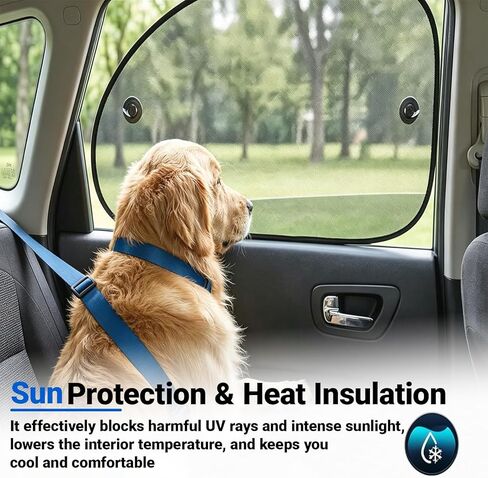 2 Pack Car Sun Shade, Universal UV Protection Sunshade for Side Windows for Side Window Sun Glare and UV Protection for Kids/Adults/Pets, Cars Suction Cup Sunshade, 25" x 14" Fits 98% Cars in Kuwait