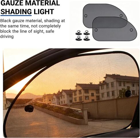 2 Pack Car Sun Shade, Universal UV Protection Sunshade for Side Windows for Side Window Sun Glare and UV Protection for Kids/Adults/Pets, Cars Suction Cup Sunshade, 25" x 14" Fits 98% Cars in Kuwait